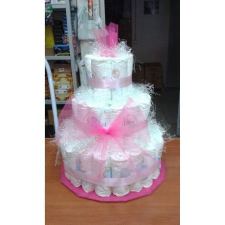Torte di pannolini a strati fiocco rosa